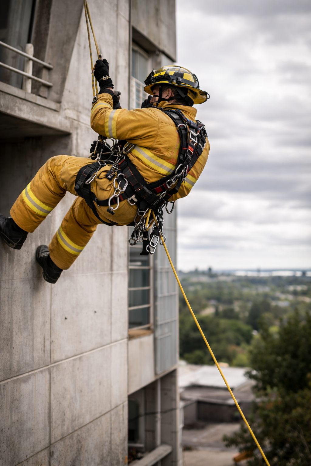firefighter repelling