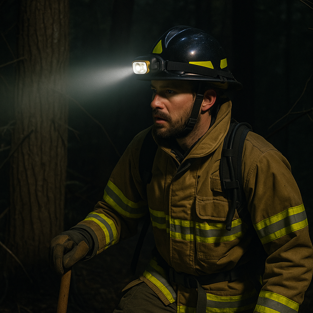 Petzl Headlamps on firefighter