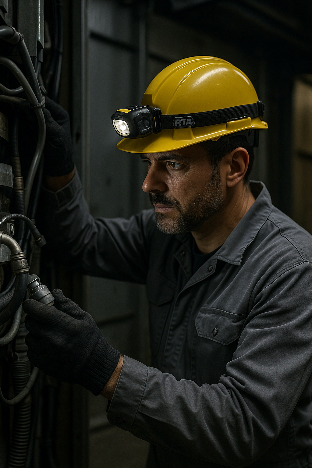 Petzl Headlamps on working man